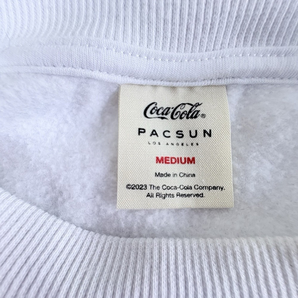 Coca Cola PacSun Crewneck Sweatshirt Mens Medium White Red Black Logo Y2K Style - Picture 5 of 14